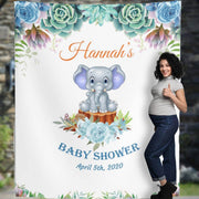 Personalized Elephant baby shower backdrop - iJay Backdrops