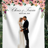 Personalized Floral Wedding Photo Backdrop