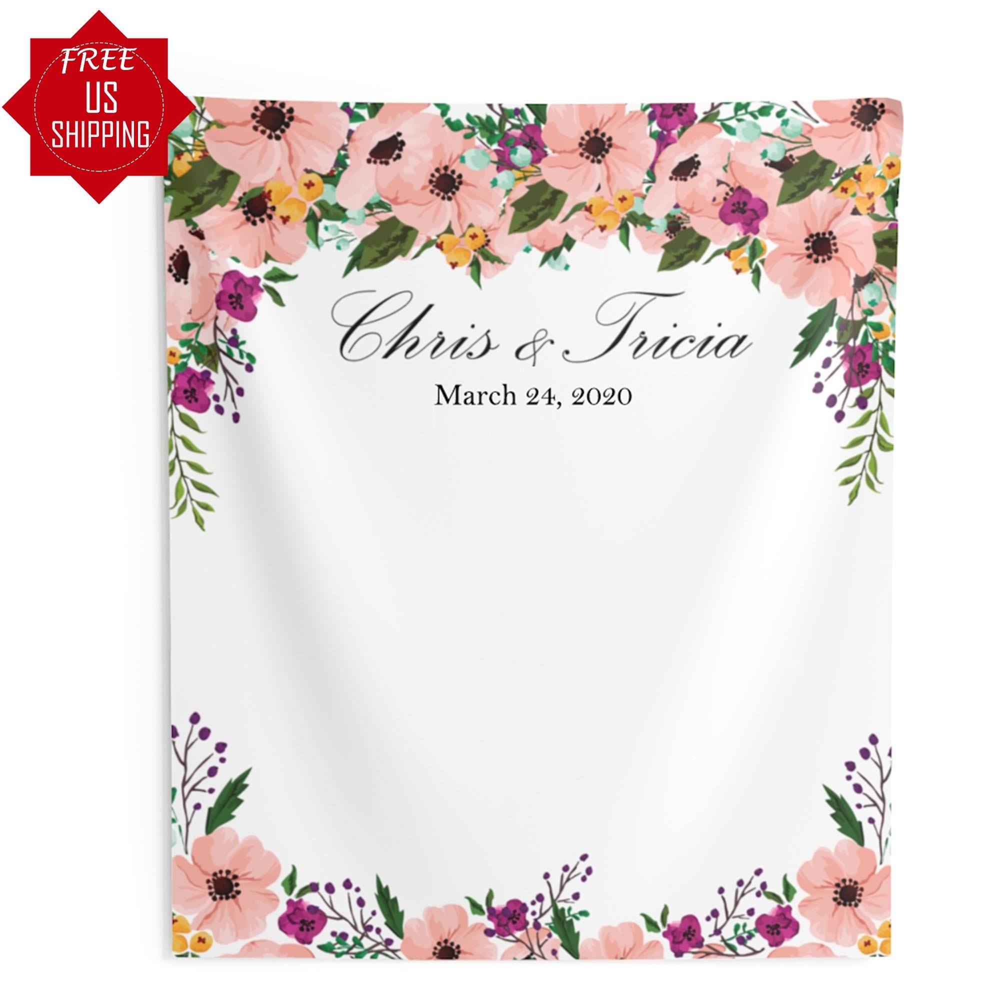 Personalized Floral Wedding Backdrop For Reception - Get it Now iJay Backdrops 