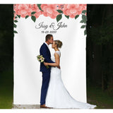 Personalized Floral Wedding Backdrop For Reception / Peach Backdrop iJay Backdrops 