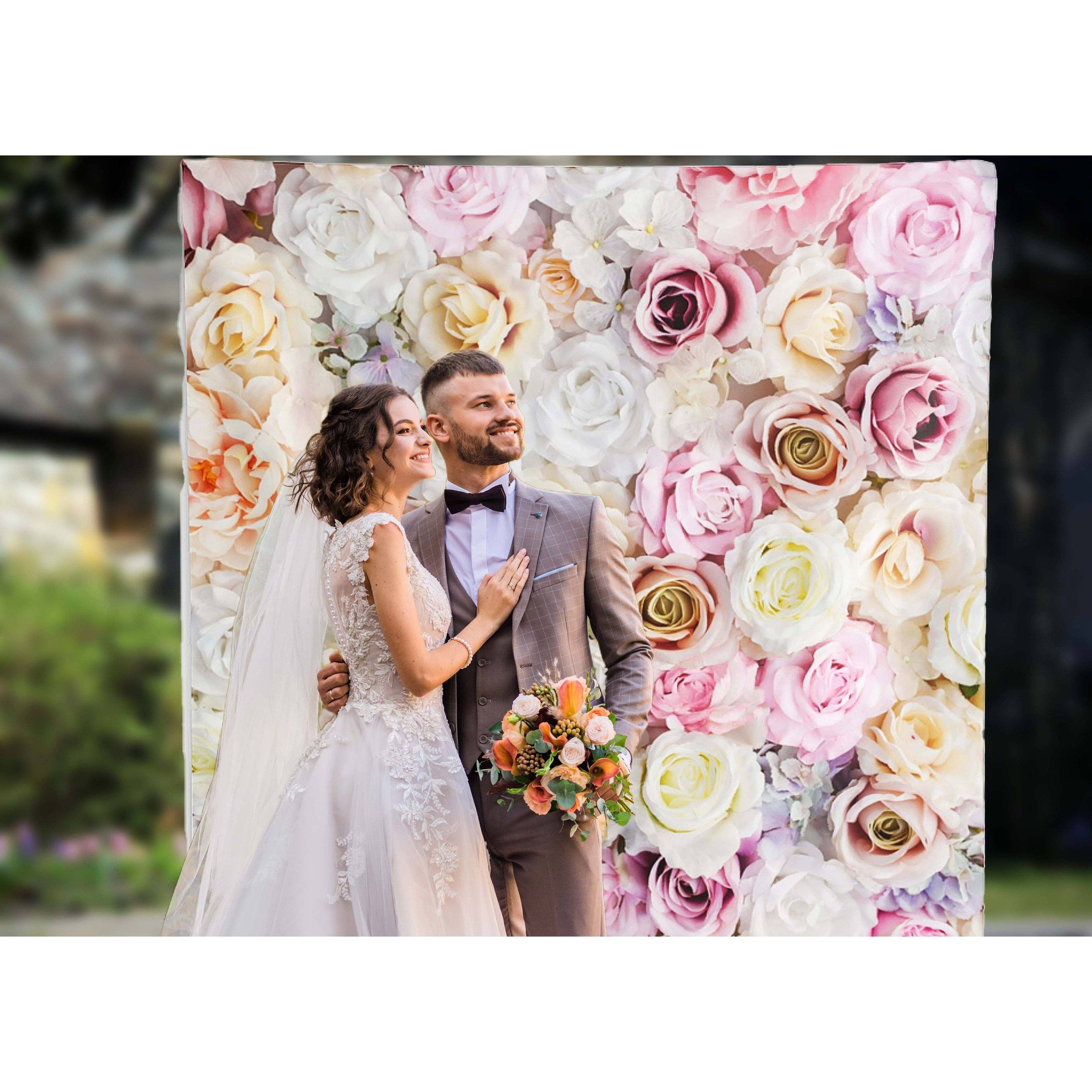 Personalized Flower Wedding Backdrop - Durable print fabric backdrop iJay Backdrops 