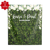 Personalized Grass Wedding Backdrop with flowers / Spring Wedding Decor iJay Backdrops 