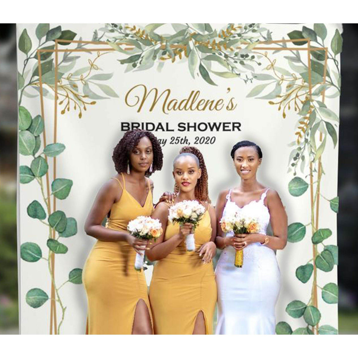 Personalized Greenery Bridal Shower Backdrop - iJay Backdrops