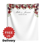 Personalized Red Floral Wedding Backdrop For Reception - Shop Now iJay Backdrops 