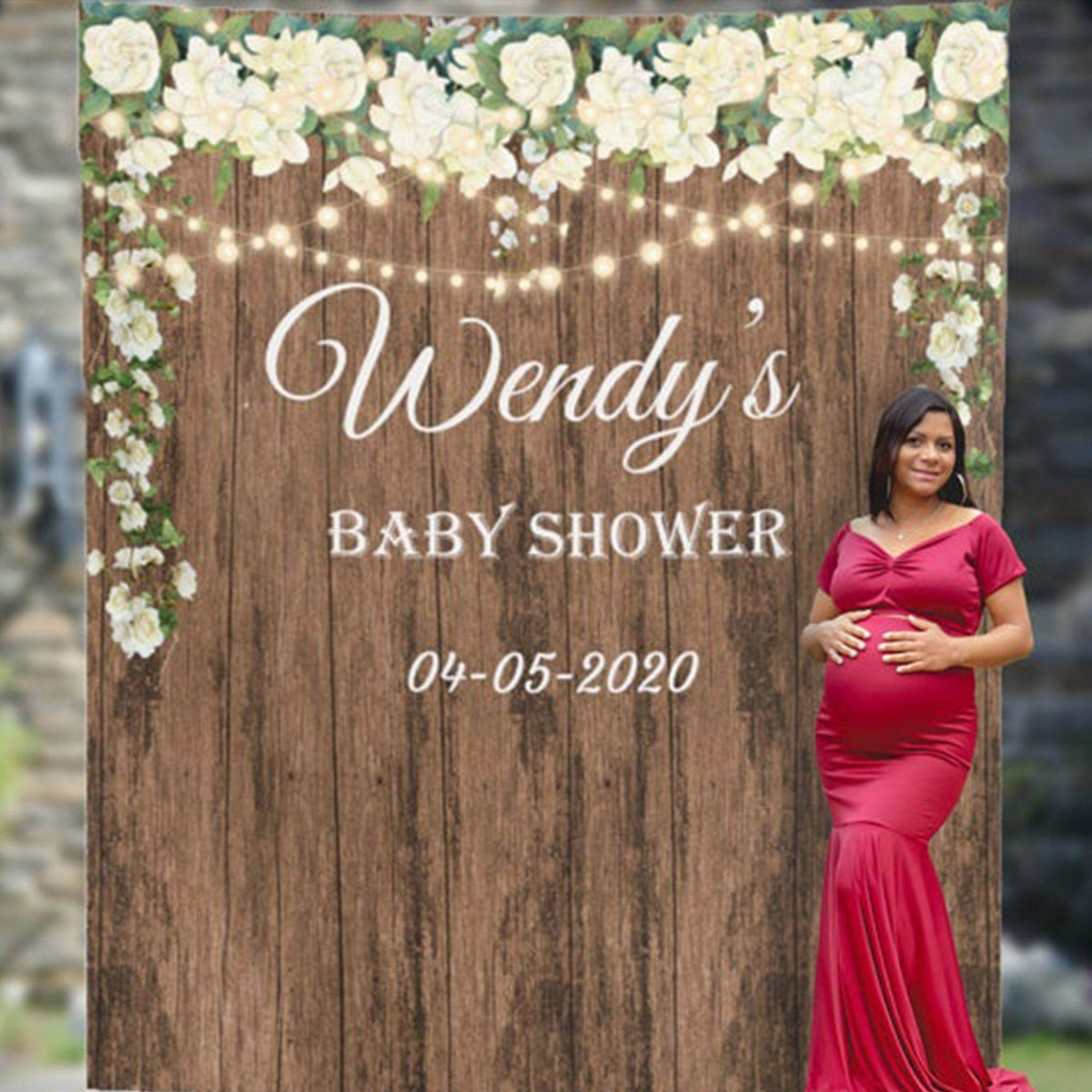 Personalized Rustic baby shower backdrop - iJay Backdrops