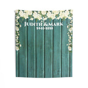Personalized Rustic Green Backdrop for Wedding Reception - iJay Backdrops