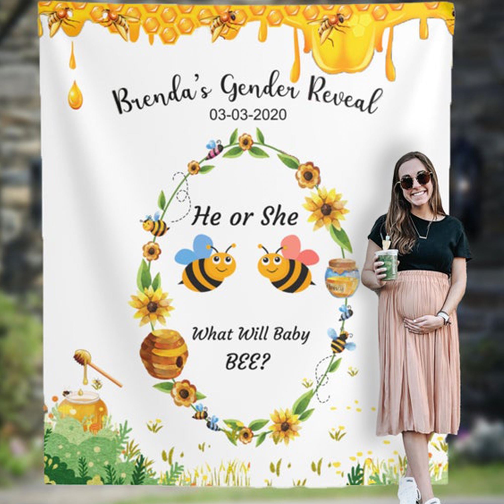 Personalized What will it bee Baby gender reveal backdrop iJay Backdrops 