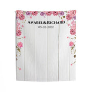 Personalized White Wood Pink Floral Wedding backdrop - iJay Backdrops