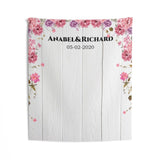 Personalized White Wood Floral Wedding backdrop for Reception / Rustic White Backdrop - Shop Now iJay Backdrops 