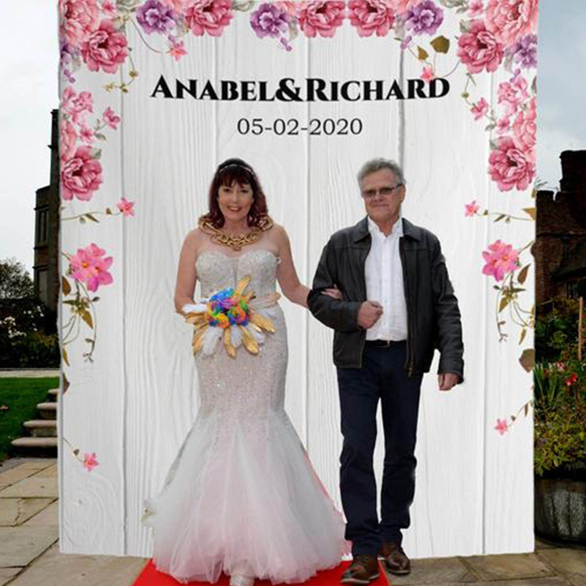 Personalized White Wood Pink Floral Wedding backdrop - iJay Backdrops