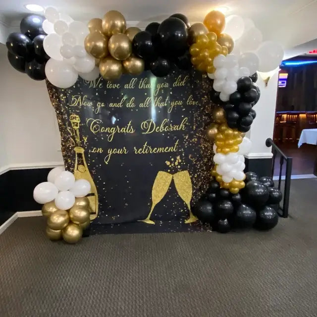 Retirement Backdrop - Black and Gold