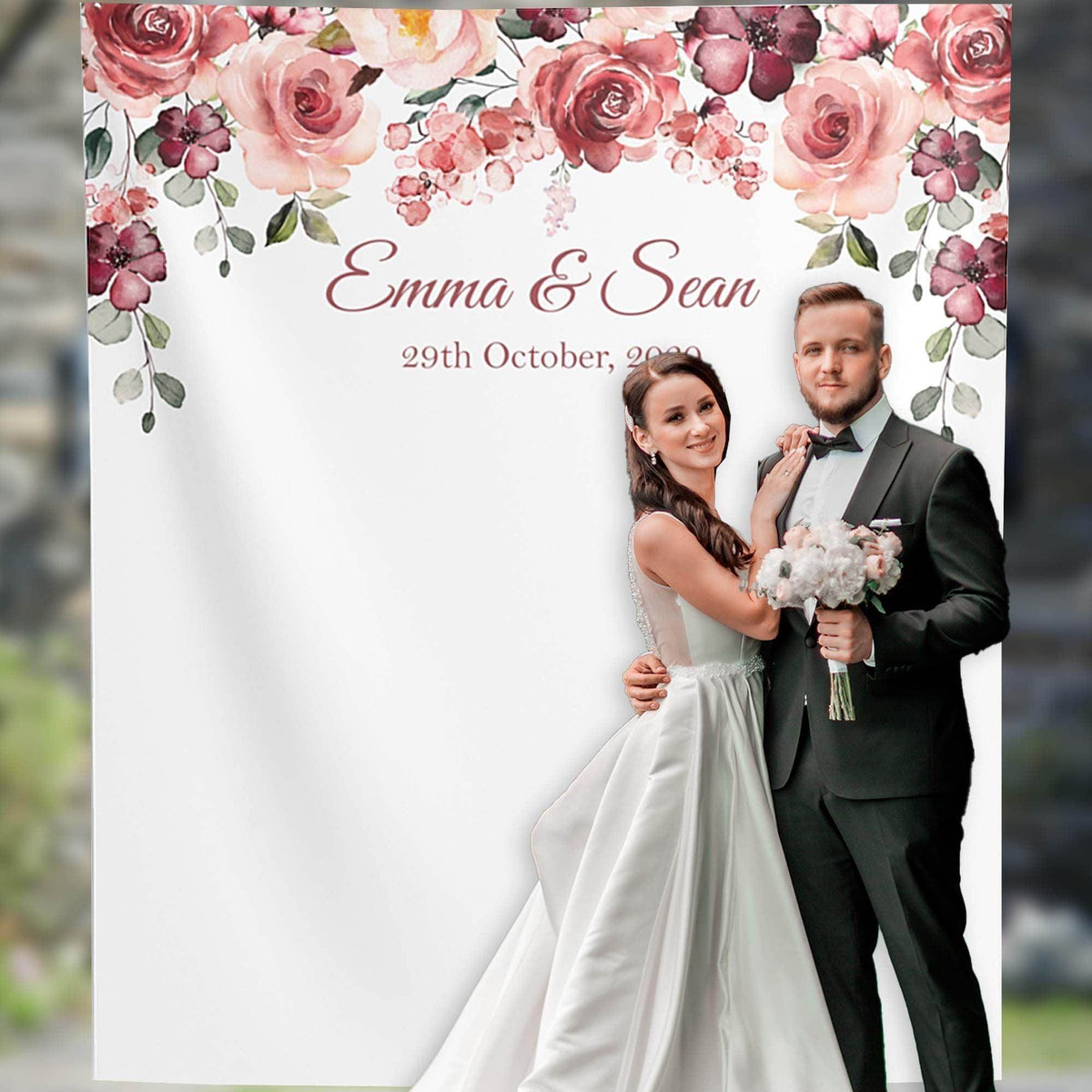 Floral Rosegold Wedding Backdrop - iJay Backdrops