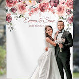 Rosegold Wedding Backdrop for Reception,  Blush floral Engagement Backdrop, Floral Wedding Decor, Photo booth 01DPR4 - iJay Backdrops