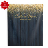 Rustic Navy Blue and Gold Wedding Background - iJay Backdrops