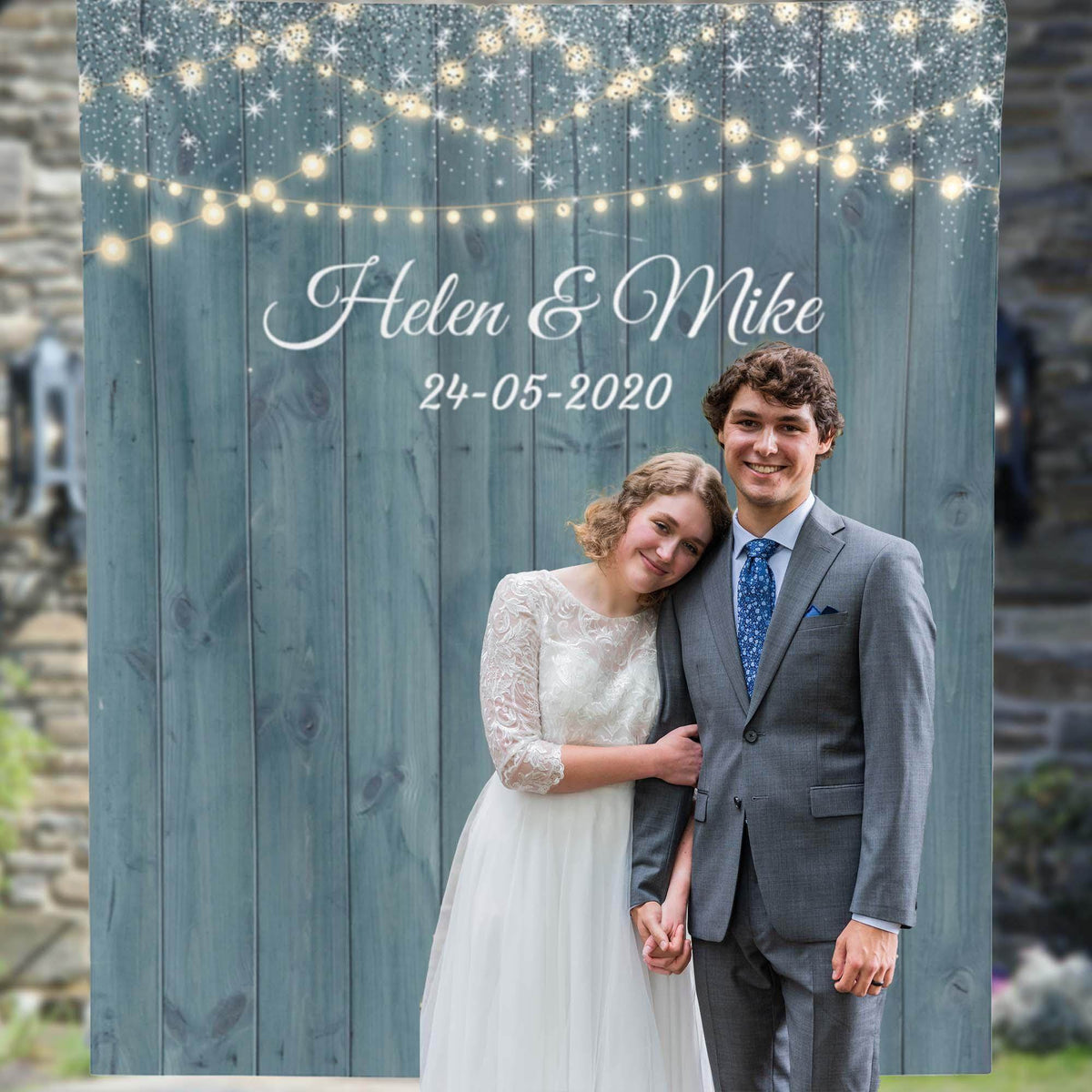 Rustic Wedding Backdrop for a Dusty Blue Wedding Theme - iJay Backdrops