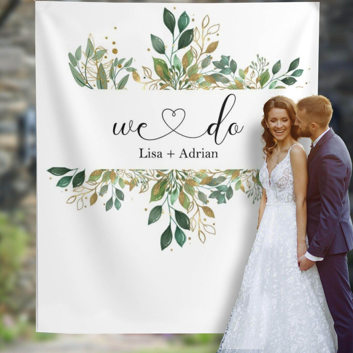Greenery Wedding Photo Backdrop - We Do - iJay Backdrops