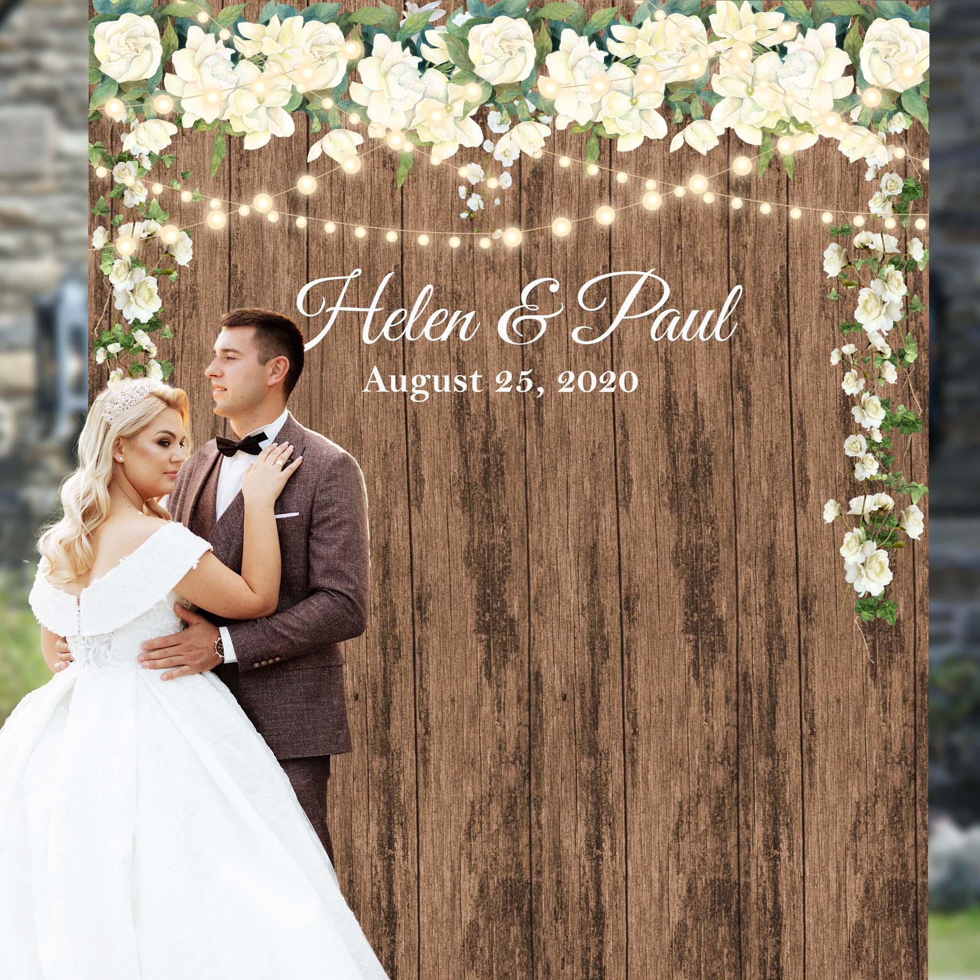 Rustic Wood Background With String Lights - iJay Backdrops