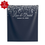 Navy and Silver Wedding Backdrop - iJay Backdrops