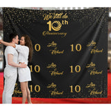 Step and Repeat Anniversary Banner, 10 year Happy Anniversary Backdrop