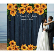 Rustic Navy Sunflower Wedding Backdrop - iJay Backdrops