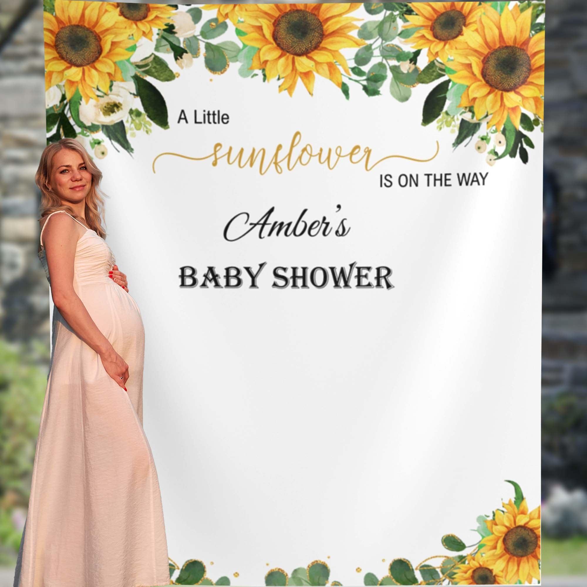 Sunflower Greenery Baby Shower Backdrop for A Sunflower Baby Shower Theme Party - iJay Backdrops