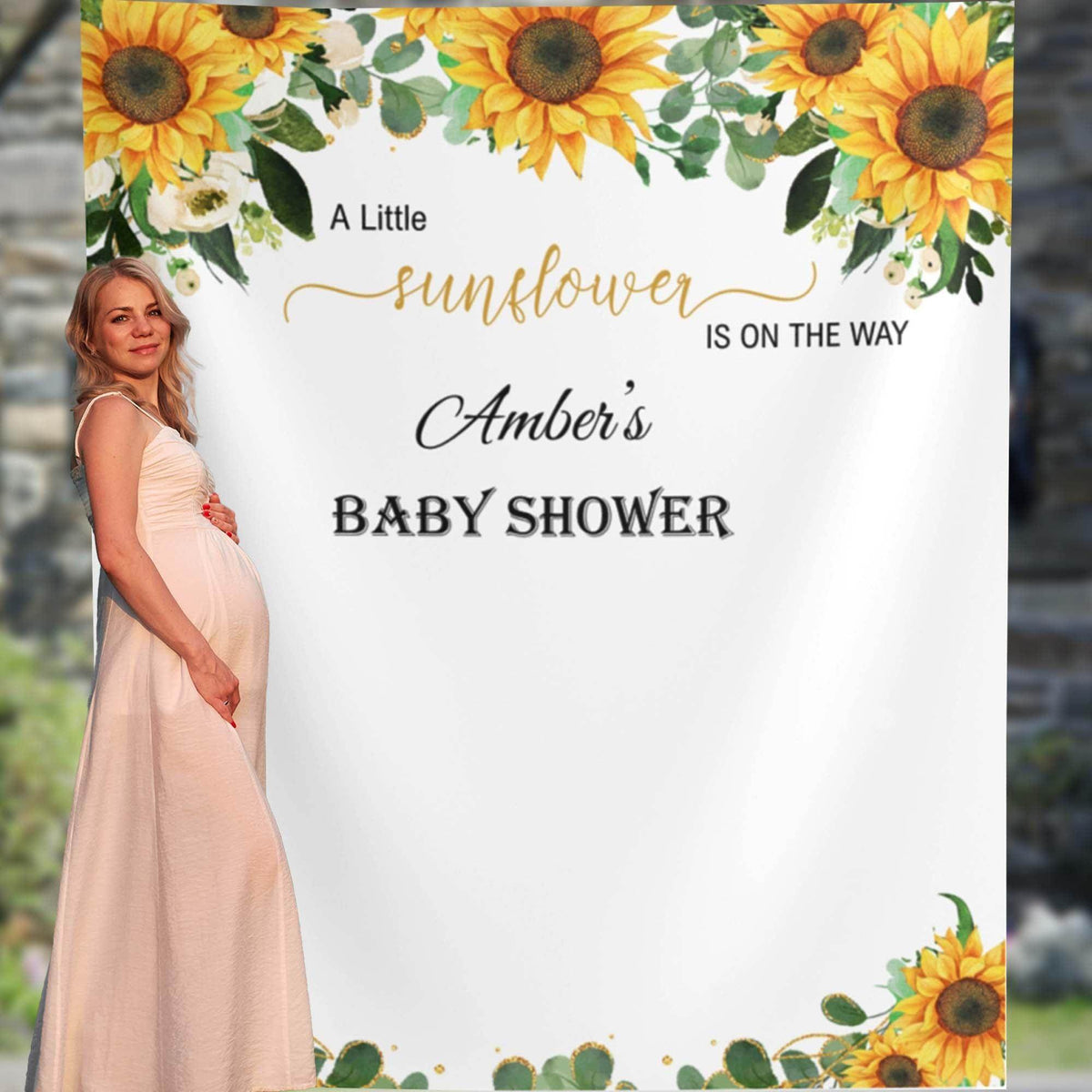 Sunflower Greenery Baby Shower Backdrop for A Sunflower Baby Shower Theme Party - iJay Backdrops