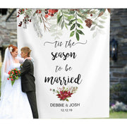Elegant 'Tis the Season to Be Married' Sign Backdrop for Christmas Wedding Decorations - iJay Backdrops