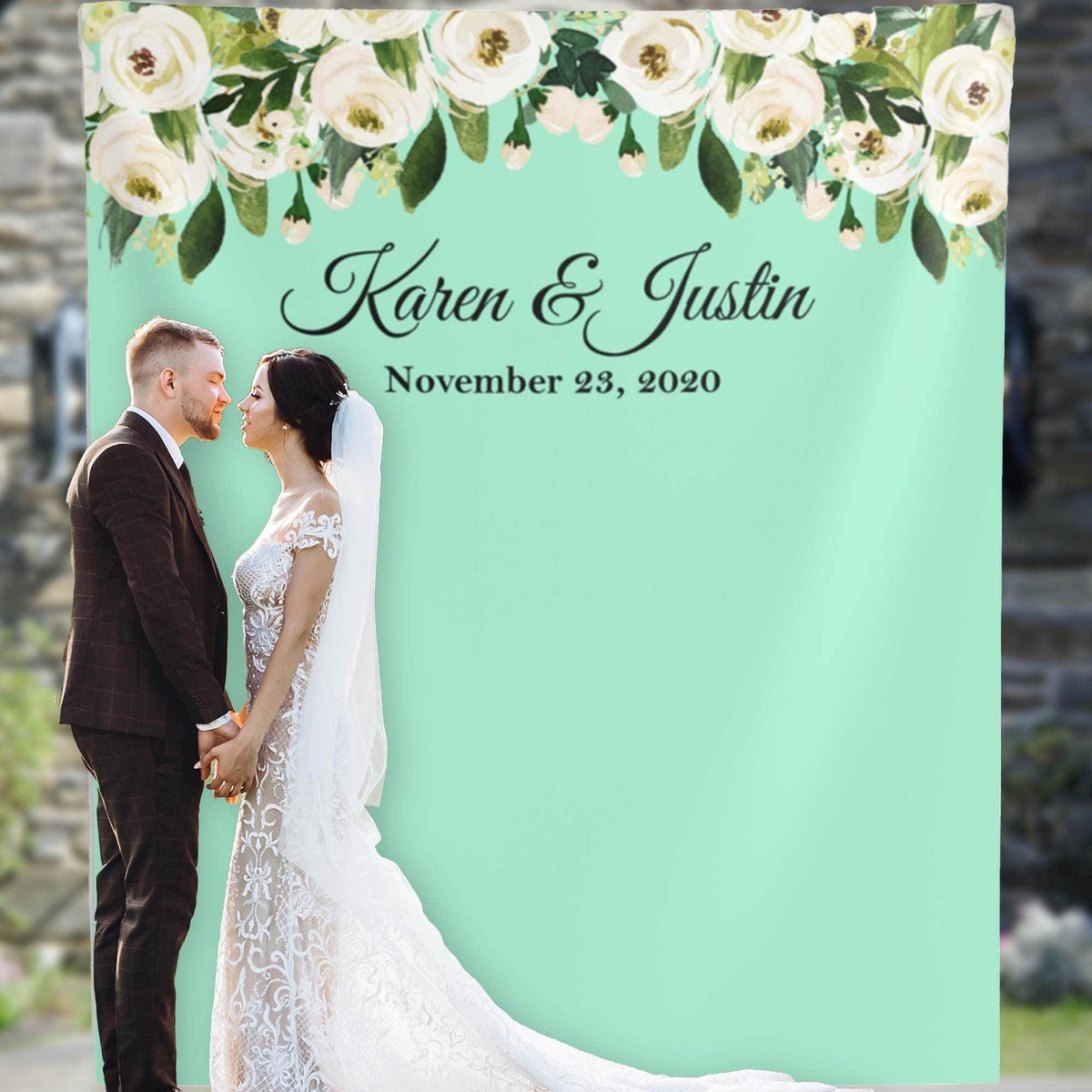 Mint Green Floral Backdrop - iJay Backdrops