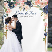 Navy Blue and Pink wedding Backdrop - iJay Backdrops