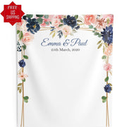 Navy Blue and Pink wedding Backdrop - iJay Backdrops