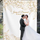 White and Gold Backdrop for Wedding